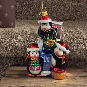 Festive Penguin Ornament with Gifts
